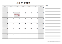 Free Printable July 2023 Calendar Pdf