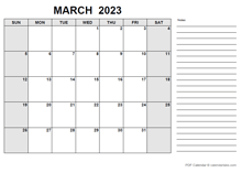 Free Printable March 2023 Calendar Pdf
