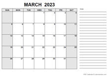 Free Printable March 2023 Calendar PDF