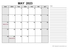Free Printable May 2023 Calendar Pdf