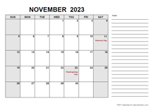 Free Printable November 2023 Calendar PDF