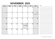 Free Printable November 2023 Calendar Pdf