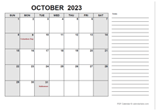 Free Printable October 2023 Calendar PDF