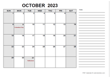 Free Printable October 2023 Calendar Pdf