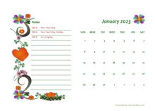 January 2023 Calendar Dates
