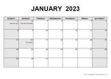 January 2023 Calendar Pdf