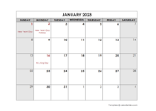 January 2023 Printable Calendar