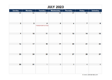 July 2023 Calendar Blank