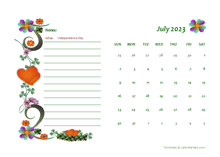 July 2023 Calendar Dates