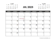 July 2023 Calendar Free Printable