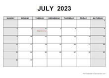 July 2023 PDF Calendar
