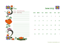 June 2023 Calendar Dates