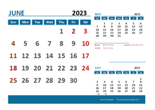 June 2023 CalendarExcel With Holidays