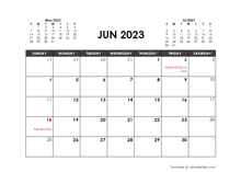 June 2023 Calendar Free Printable