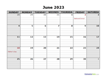 June 2023 Calendar Word