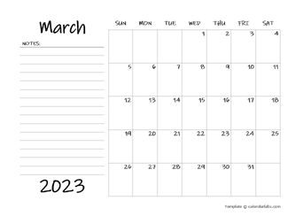 March 2023 Appointment Word Calendar