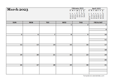 March 2023 CalendarEditable