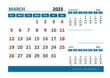 March 2023 Excel Calendar with Holidays