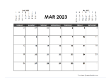 March 2023 Calendar Free Printable