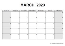 March 2023 Calendar Pdf