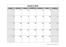 March 2023 Printable Calendar