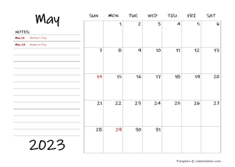 May 2023 Appointment Word Calendar