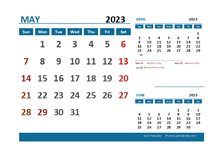 May 2023 CalendarExcel With Holidays