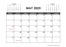 May 2023 Calendar Free Printable