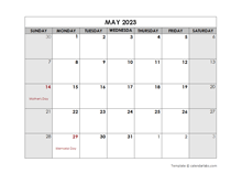 May 2023 Printable Calendar