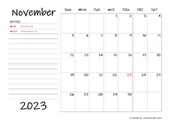 November 2023 Appointment Word Calendar