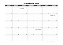 November 2023 Calendar Blank