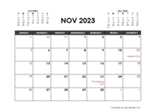 November 2023 Calendar Free Printable