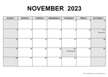 November 2023 PDF Calendar