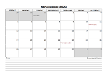 November 2023 Planner Excel
