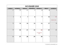 November 2023 Printable Calendar