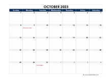 October 2023 Calendar Blank