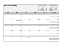 October 2023 CalendarEditable