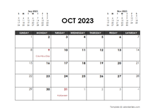 October 2023 Calendar Free Printable