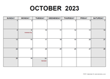 October 2023 Calendar Pdf