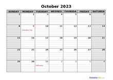 October 2023 Calendar Word