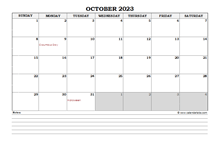 October 2023 Planner Excel