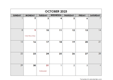 October 2023 Printable Calendar