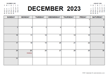 Printable December 2023 Calendar PDF