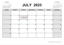 Printable July 2023 Calendar Pdf