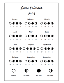 Printable Lunar Calendar 2023
