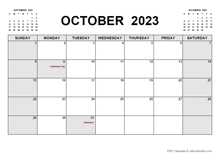 Printable October 2023 Calendar Pdf