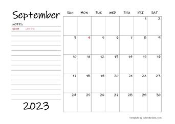 September 2023 Appointment Word Calendar