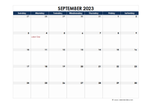 September 2023 Blank Calendar