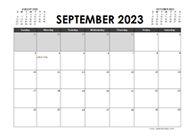 September 2023 Calendar Excel