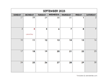 September 2023 Printable Calendar